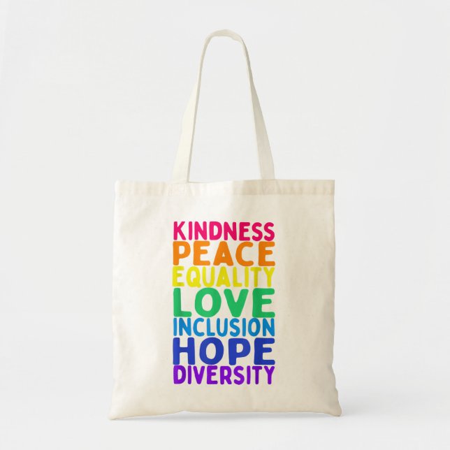 Bolso De Tela Amabilidad Paz Igualdad Inclusión Diversidad Human (Frente)