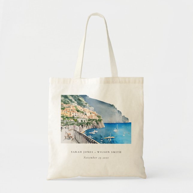 Bolso De Tela Amalfi Coast Boda de Paisaje Acuático de Italia (Frente)