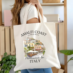 Bolso De Tela Amalfi Coast Retro Travel Art – Mediterranean Sea