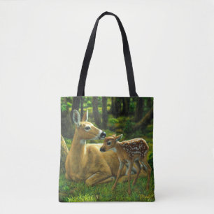 Bolso De Tela Amanecer blanco de primavera y madre venada