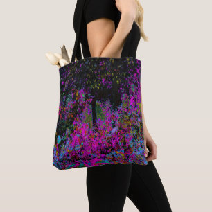 Bolso De Tela Amanecer de jardín psicodélico rosa caliente y neg