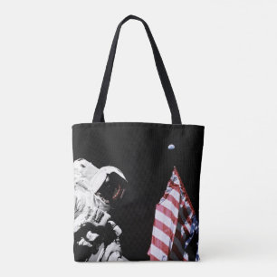Bolso De Tela Amanecer de la Tierra desde la Luna - Bandera y Ti