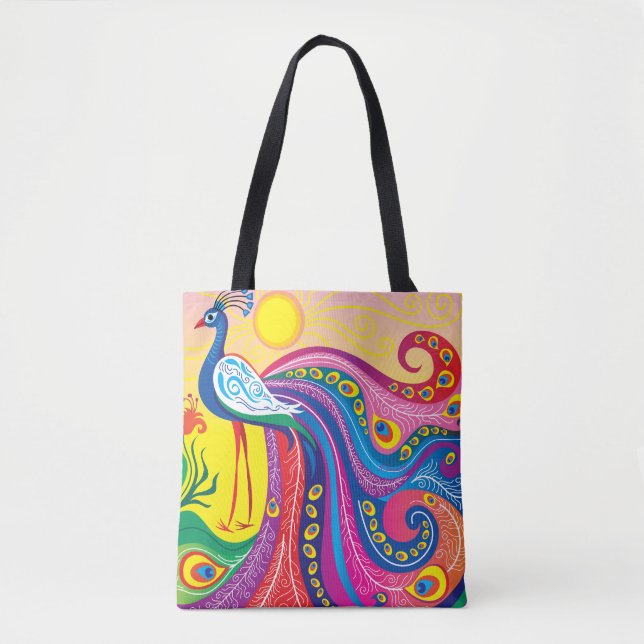 Bolso De Tela Amanecer de Pavo Real (Anverso)