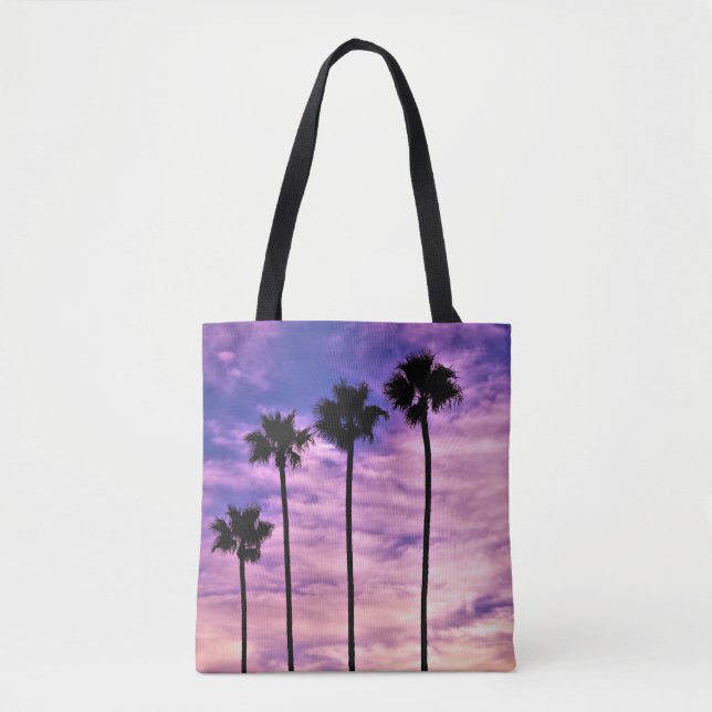 Bolso De Tela Amanecer del árbol de palmas de California (Anverso)