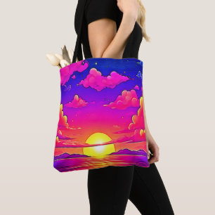 Bolso De Tela Amanecer rosa y morado