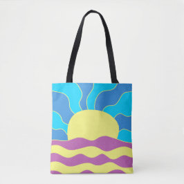 Bolso De Tela Amanecer y olas resumen arte