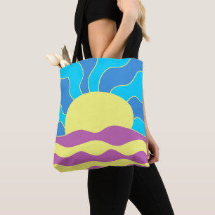 Bolso De Tela Amanecer y olas resumen arte