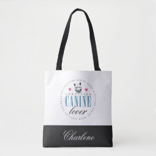 Bolso De Tela Amante Canino Certificado Cuto Añadir Su Nombre