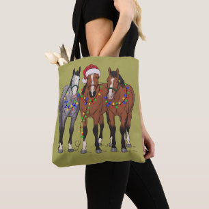 Bolso De Tela Amante de los caballos Navidad Granja Animales Ama