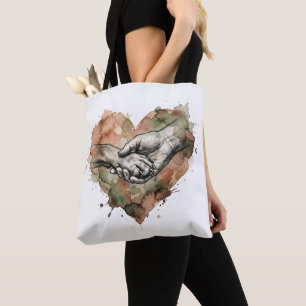 Bolso De Tela Amante de los Perros Corazón Acuarela Unión entre