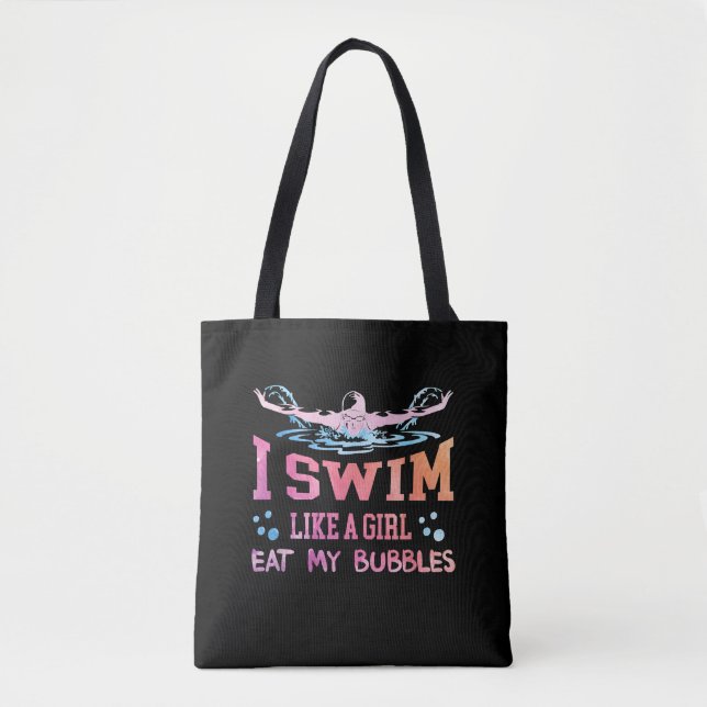 Bolso De Tela Amante De Nadar - Nado Como Un Chica (Anverso)