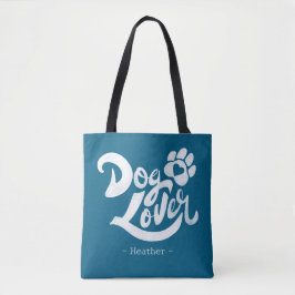 Bolso De Tela Amante de Perros Personalizado Letra a Mano Azul O
