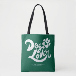 Bolso De Tela Amante de Perros Personalizado Letra a Mano Verde