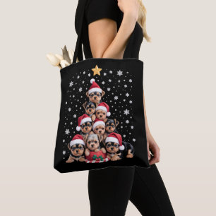 Bolso De Tela Amante de Perros Yorkie de Navidad Árbol Xmas Masc