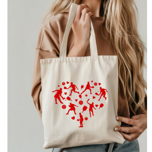Bolso De Tela Amante de Pickleball de Corazón Rojo
