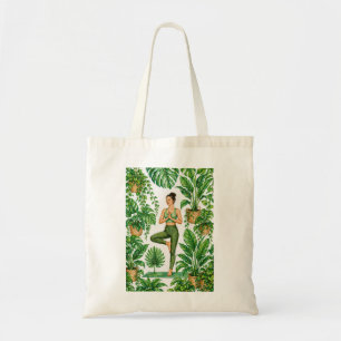 Bolso De Tela Amante de Yoga Tropical y Plantas