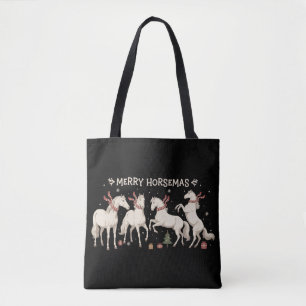 Bolso De Tela Amante del Caballo de Navidad Feliz Granja de Agri