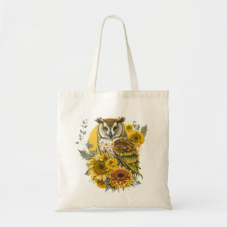 Bolso De Tela Amante del girasol de búho lindo dibujo arte