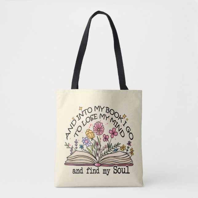 Bolso De Tela Amante del libro floral (Anverso)