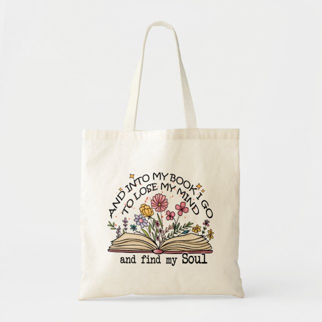 Bolso De Tela Amante del libro floral (Frente)