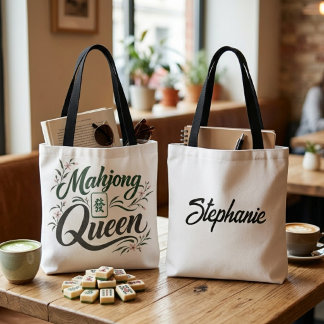 Bolso De Tela Amante del Mahjong Floral Botánico Reina