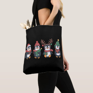 Bolso De Tela Amante del pingüino de Navidad Animales lindos Fam