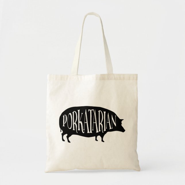 Bolso De Tela Amante del tocino - Porkatarian - cerdo divertido (Frente)