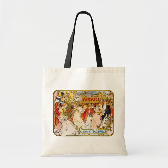 Bolso De Tela Amantes, Alphonse Mucha (Frente)