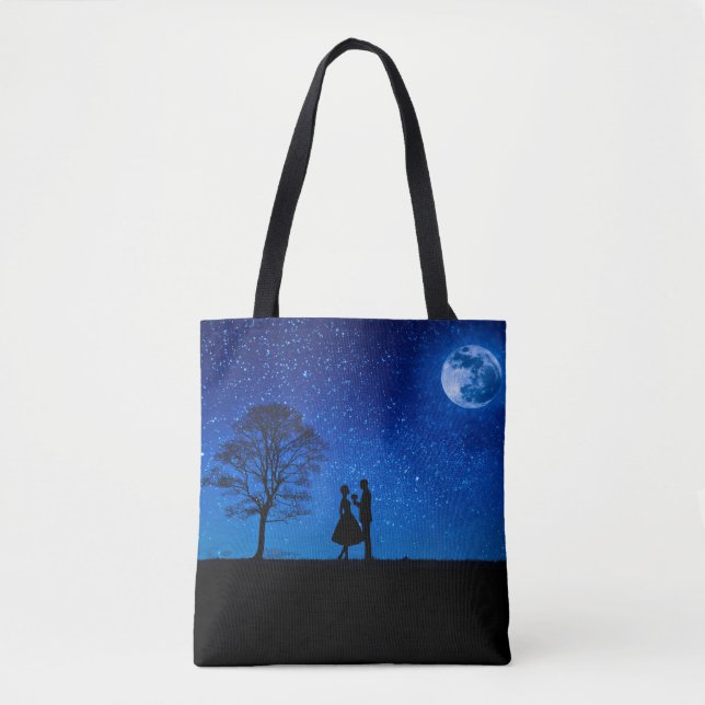 Bolso De Tela Amantes bajo luna llena (Anverso)