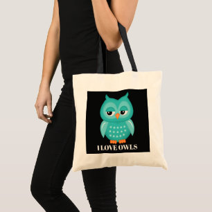 Bolso De Tela Amantes de búho lindo añaden mensaje