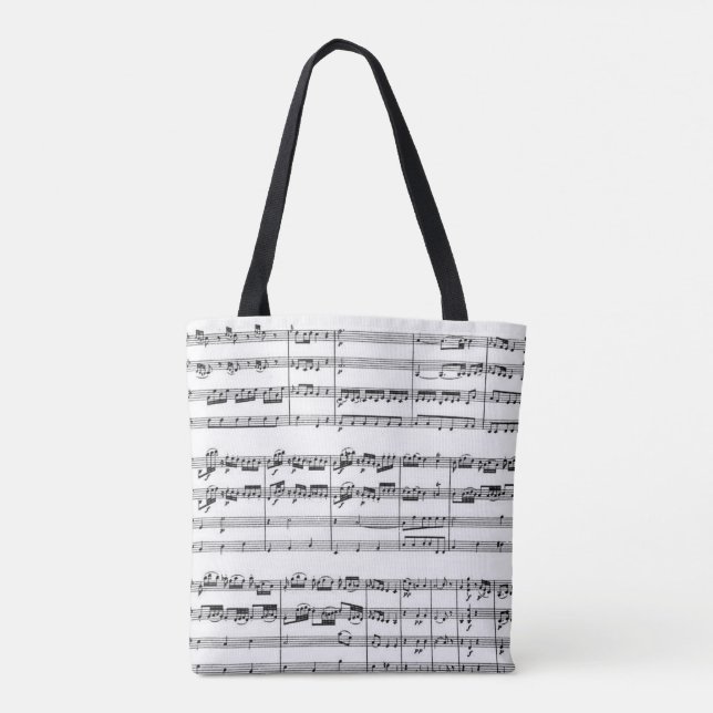 Bolso De Tela Amantes de la música Mozart en blanco y negro (Reverso)