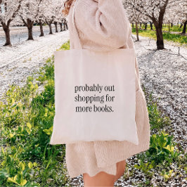 Bolso De Tela Amantes de libros de tipografía negra minimalista