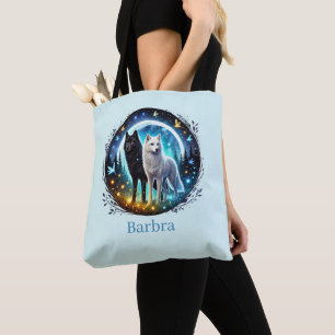 Bolso De Tela Amantes de lobos lindos añaden nombre 