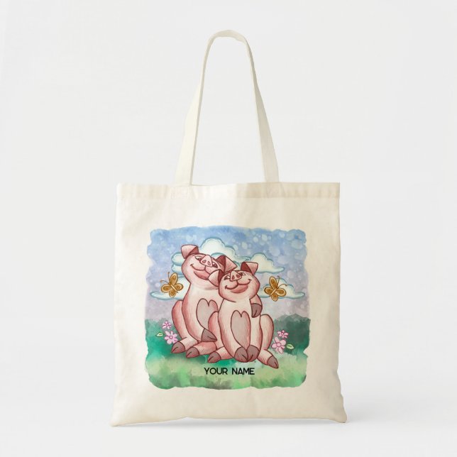 Bolso De Tela Amantes de los cerdos   (Frente)