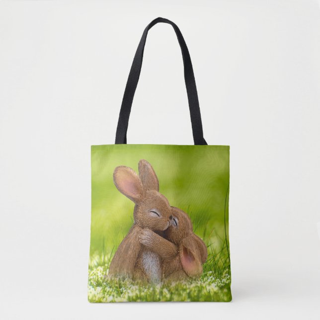 Bolso De Tela Amantes de los conejitos de primavera (Anverso)