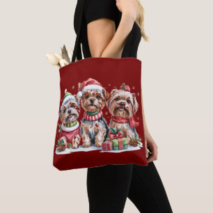 Bolso De Tela Amantes de perros Yorkshire Terrier de Navidad
