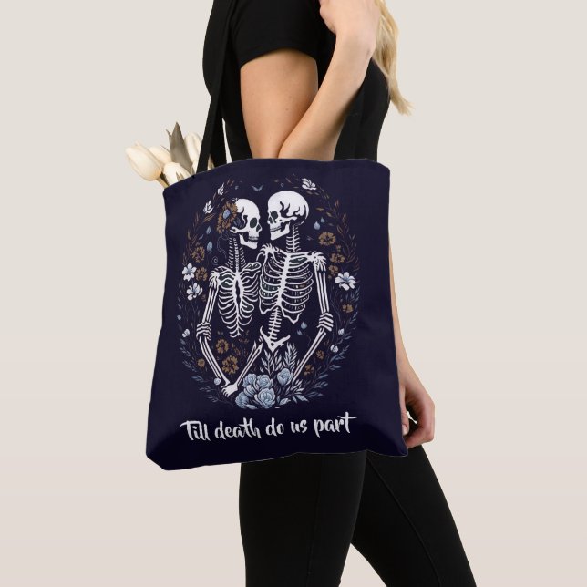 Bolso De Tela Amantes de Skelton hasta la muerte nos separan (Detalle)