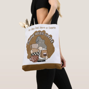 Bolso De Tela Amantes del café Gnomo Adorable Divertido Mujeres