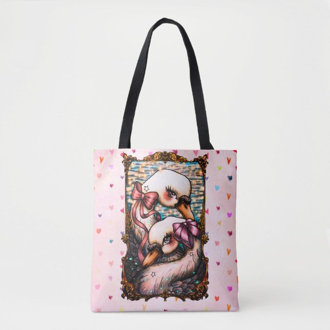 Bolso De Tela Amantes del cisne (Anverso)