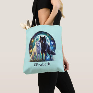 Bolso De Tela Amantes del lobo lindo añaden nombre 