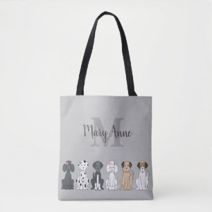 Bolso De Tela Amantes del perro lindo Monograma Gris