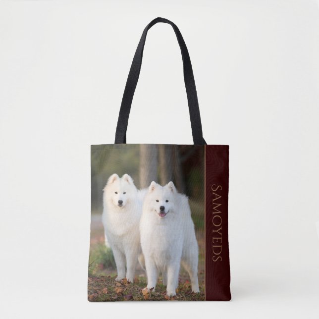 Bolso De Tela Amantes del samoyedo (Anverso)