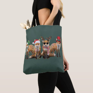 Bolso De Tela Amantes del zorro de Navidad Familia Animal Fiesta
