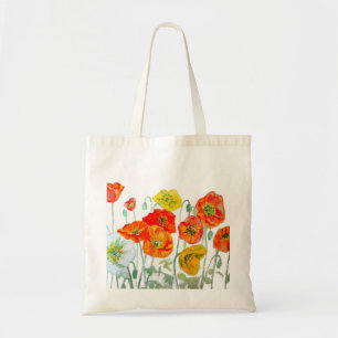 Bolso De Tela Amapola Amapolas Naranja Rojo Floral Acuarela Flor