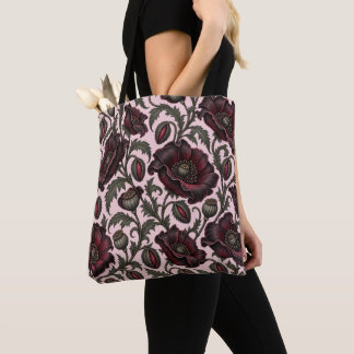 Bolso De Tela Amapolas de Medianoche – Patrón Floral Gótico de B