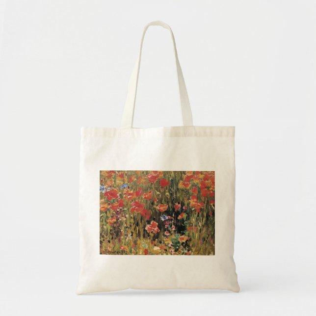 Bolso De Tela Amapolas por Robert Vonnoh, Impresionismo Antiguo (Frente)