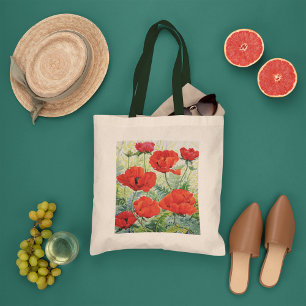 Bolso De Tela Amapolas rojas grandes