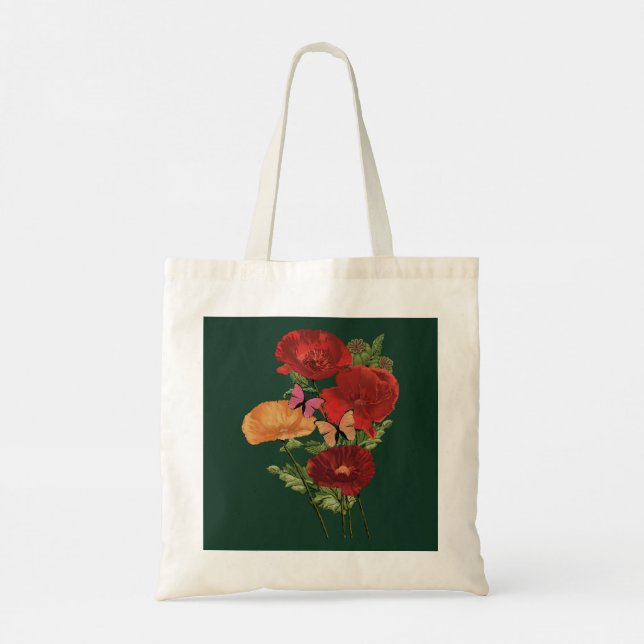 Bolso De Tela Amapolas y Mariposas  (Reverso)