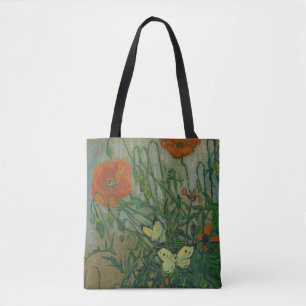 Bolso De Tela Amapolas y Mariposas por Vincent Van Gogh