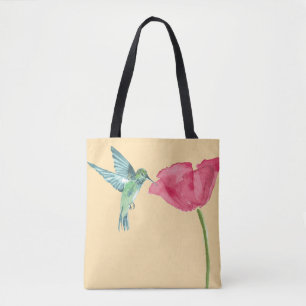 Bolso De Tela Amapolas y tote del colibrí